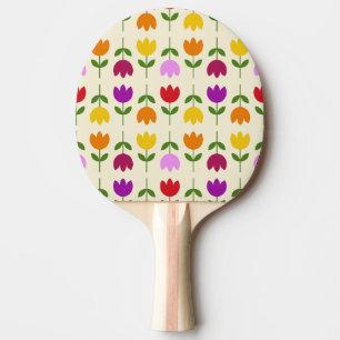 Scandinavian Style Colourful on Crm Flower Pattern Ping Pong Paddle