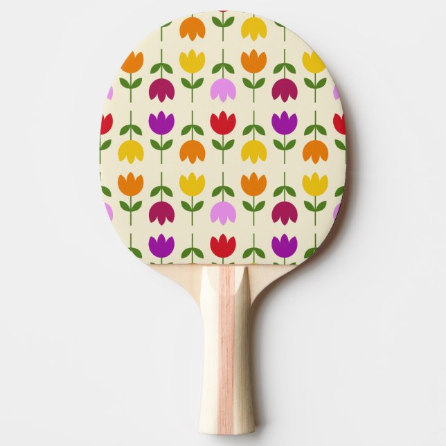 Scandinavian Style Colourful on Crm Flower Pattern Ping Pong Paddle (Front)