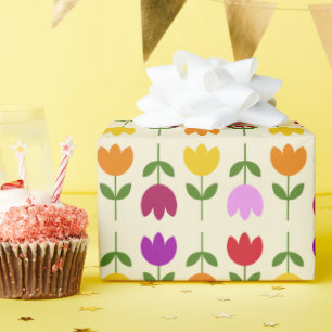 Scandinavian Style Colourful on Crm Flower Pattern Wrapping Paper