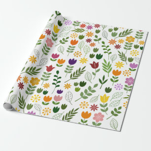 Scandinavian Style Flora & Fauna Pattern Wrapping Paper