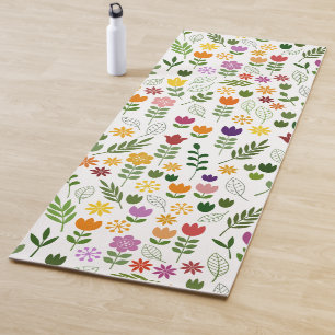Scandinavian Style Flora & Fauna Pattern Yoga Mat