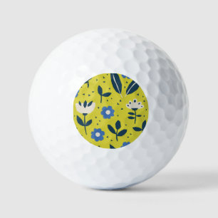 Scandinavian style, floral seamless pattern. golf balls