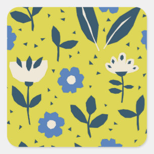 Scandinavian style, floral seamless pattern. square sticker