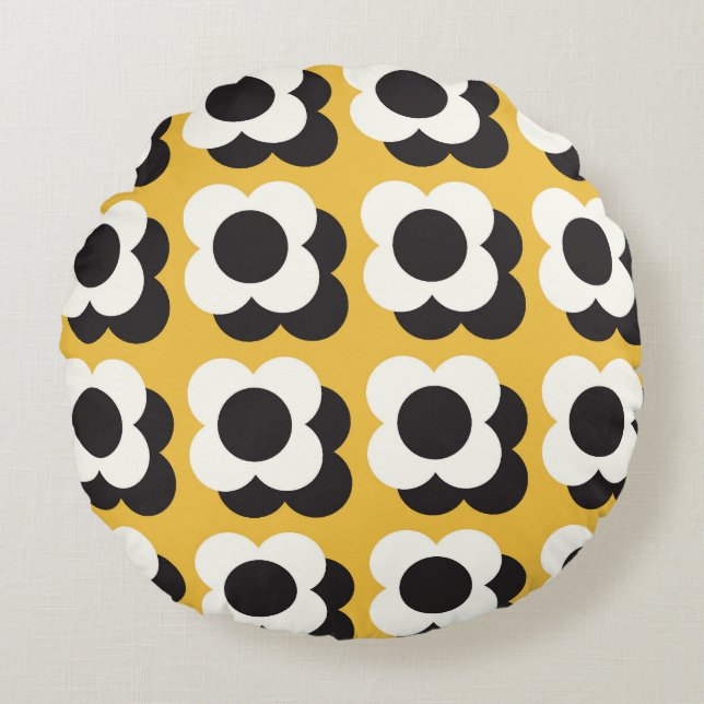 Scandinavian style, floral vintage pattern round cushion (Front)