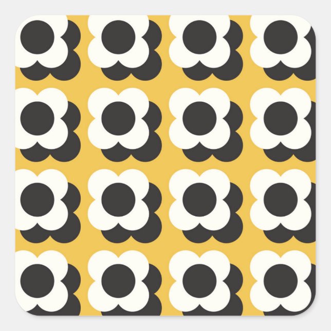 Scandinavian style, floral vintage pattern square sticker (Front)