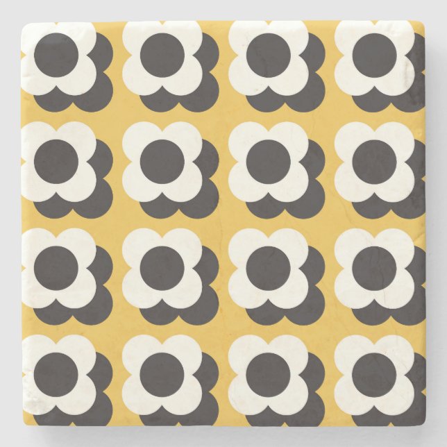 Scandinavian style, floral vintage pattern stone coaster (Front)