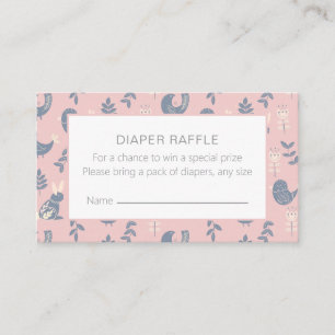 Scandinavian Style Folk Art Diaper Raffle Enclosure Card