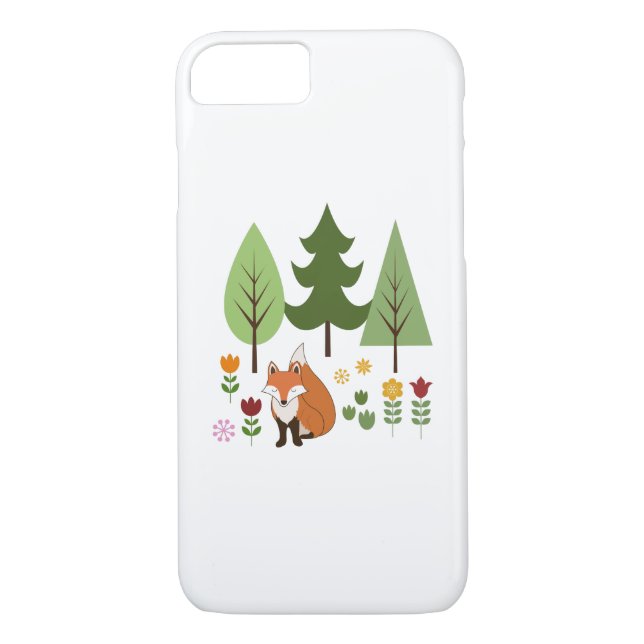 Scandinavian Style Fox Flowers Trees Illustration Case-Mate iPhone Case (Back)