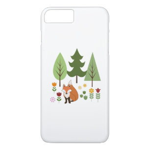 Scandinavian Style Fox Flowers Trees Illustration iPhone 8 Plus/7 Plus Case