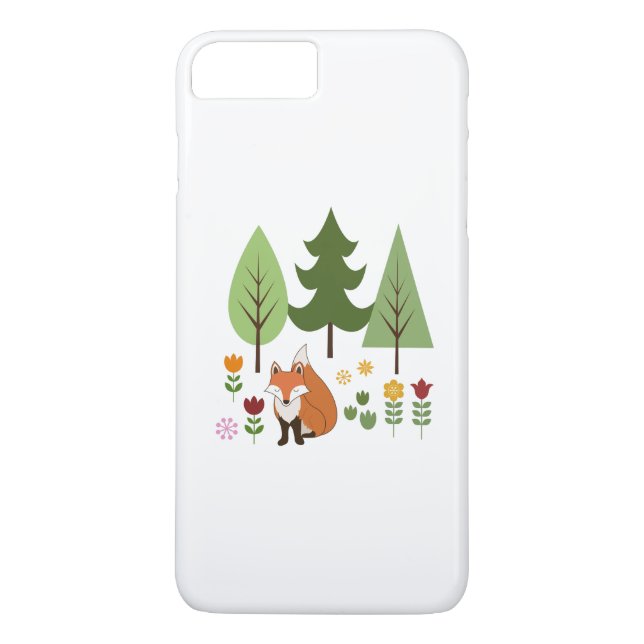 Scandinavian Style Fox Flowers Trees Illustration Case-Mate iPhone Case (Back)