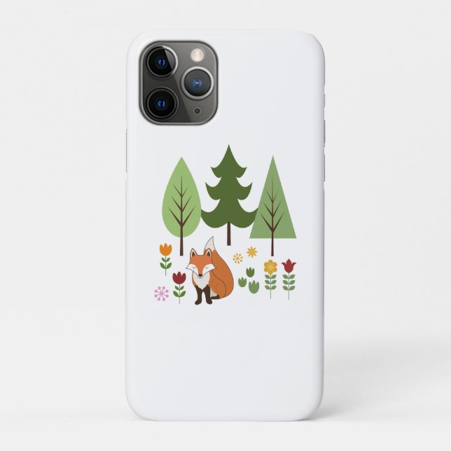 Scandinavian Style Fox Flowers Trees Illustration Case-Mate iPhone Case (Back)