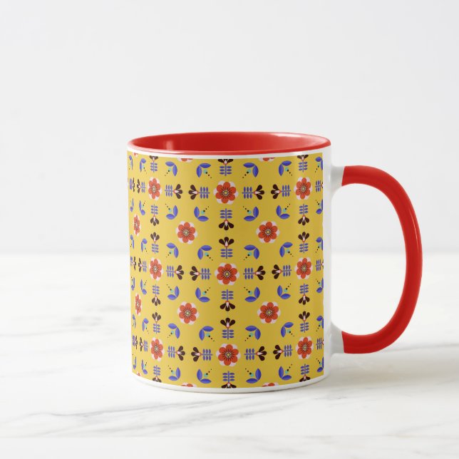 Scandinavian Style Geometric Floral Pattern Mug (Right)