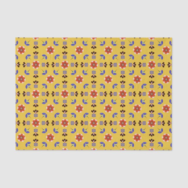 Scandinavian Style Geometric Floral Pattern Tissue Paper (Front)