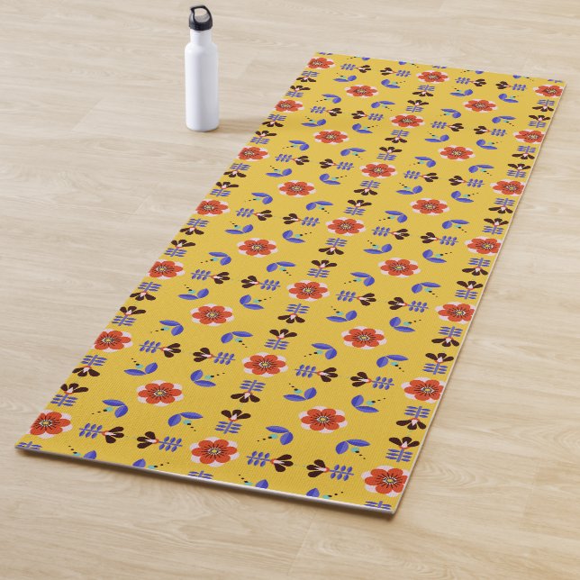 Scandinavian Style Geometric Floral Pattern Yoga Mat (In Situ)
