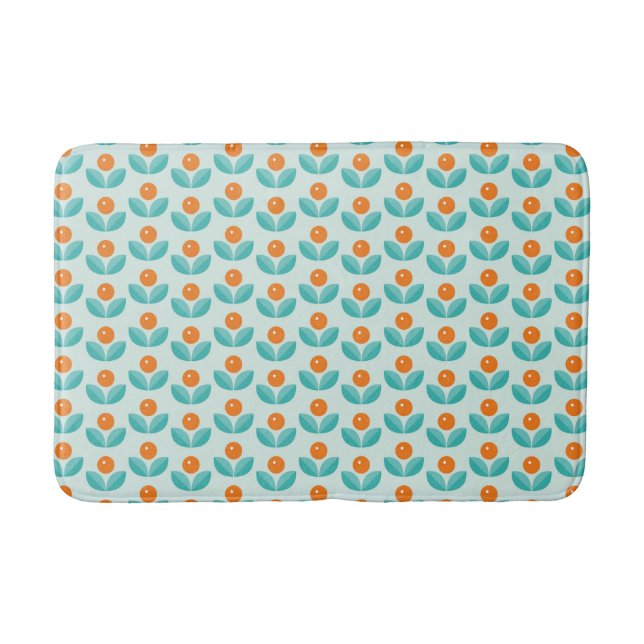 Scandinavian Style Geometric Orange Pattern Bath Mat (Front)