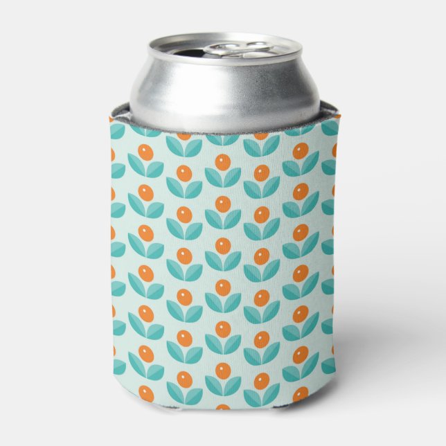 Scandinavian Style Geometric Orange Pattern Can Cooler (Can Front)