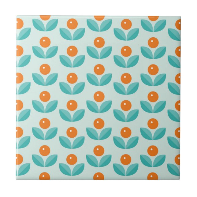 Scandinavian Style Geometric Orange Pattern Ceramic Tile (Front)