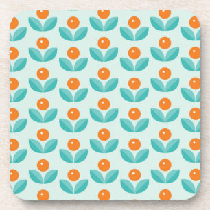 Scandinavian Style Geometric Orange Pattern Coaster