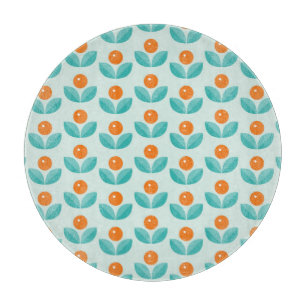 Scandinavian Style Geometric Orange Pattern Cutting Board