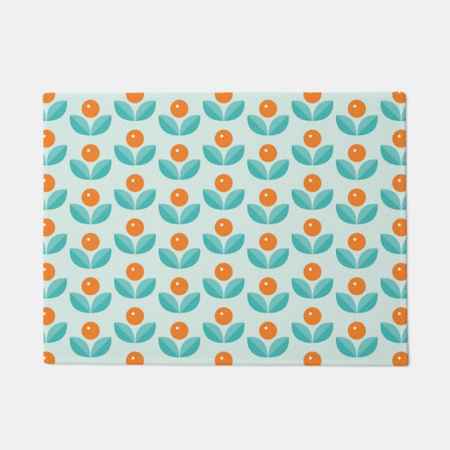 Scandinavian Style Geometric Orange Pattern Doormat (Front)