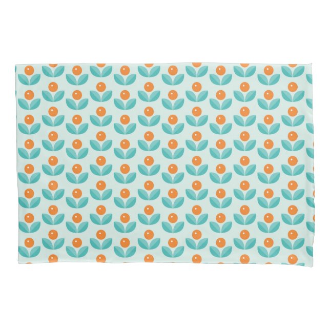 Scandinavian Style Geometric Orange Pattern Pillowcase (Front-Left)
