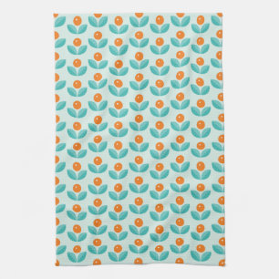 Scandinavian Style Geometric Orange Pattern Tea Towel