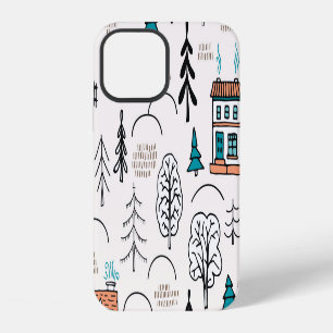 Scandinavian Style Houses Forest Pattern iPhone 12 Case