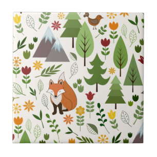 Scandinavian Style Illustrations on Cream Ceramic Tile