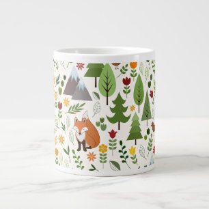 Scandinavian Style Illustrations on Cream Large Coffee Mug