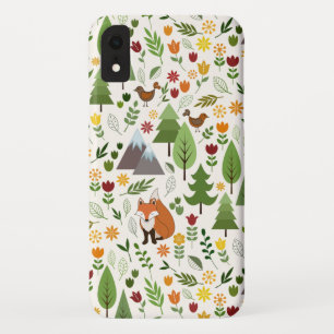Scandinavian Style Illustrations on Cream Pattern iPhone XR Case