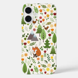 Scandinavian Style Illustrations on Cream Pattern iPhone 16 Case