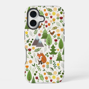 Scandinavian Style Illustrations on Cream Pattern iPhone 16 Case