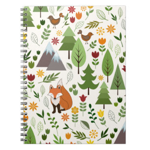 Scandinavian Style Illustrations on Cream Pattern Notebook