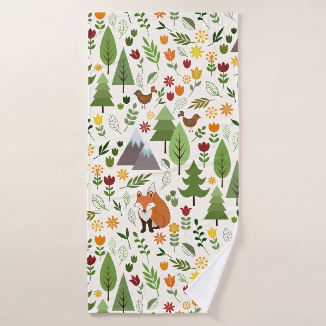 Scandinavian Style Illustrations on Crm Big Ptn Bath Towel (Bath Towel)