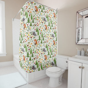 Scandinavian Style Illustrations on Crm Rpt Ptn Shower Curtain
