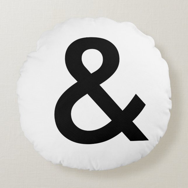 Scandinavian Style - Large Black Ampersand Round Cushion (Front)