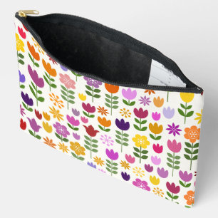 Scandinavian Style Lg Flowers Pattern Accessory Pouch