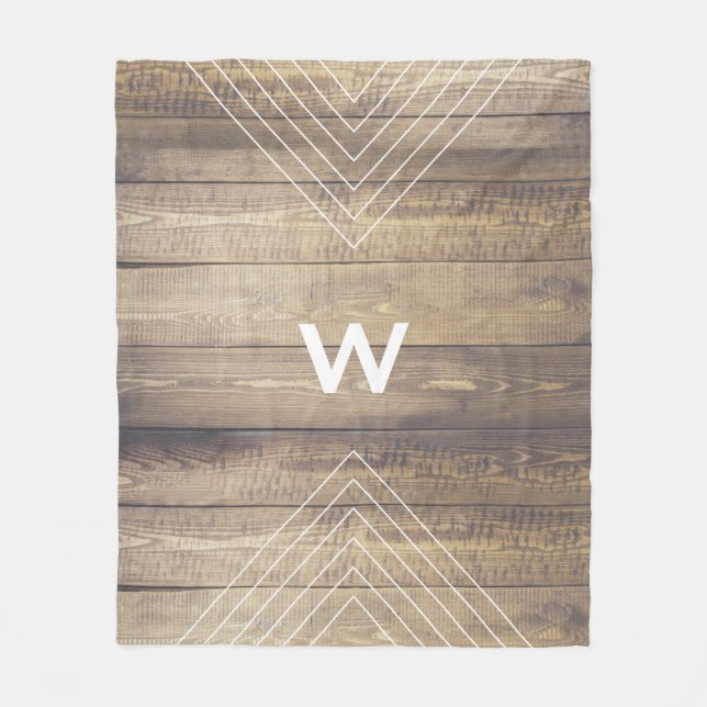 Scandinavian Style Light Wood & White Arrows Fleece Blanket (Front)