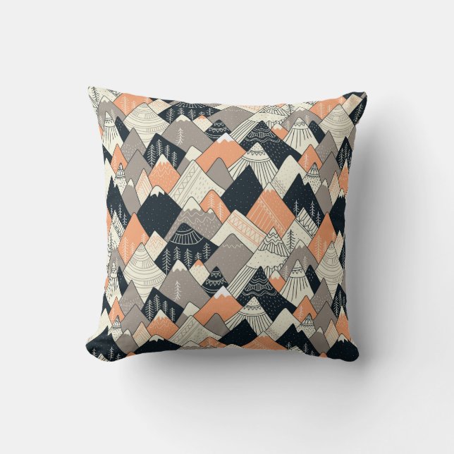 Scandinavian Style Mountain Pattern Cushion (Front)
