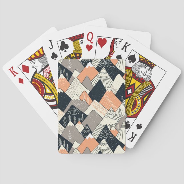 Scandinavian Style Mountain Pattern Playing Cards (Back)