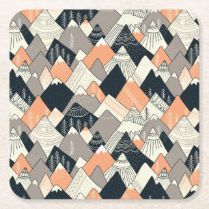 Scandinavian Style Mountain Pattern Square Paper Coaster