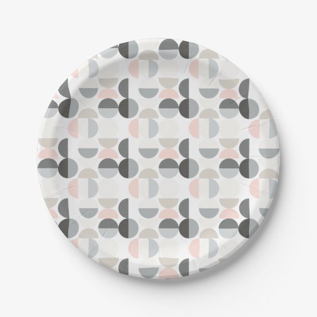 Scandinavian Style Semi-Circle Pattern Paper Plate (Front)