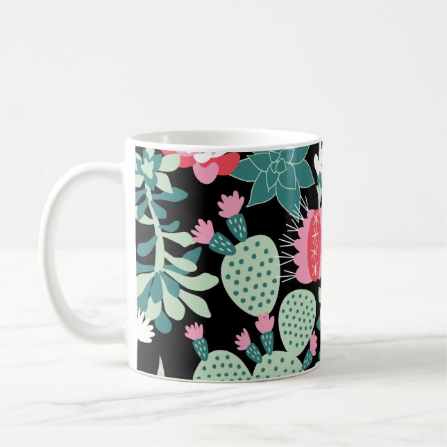 Scandinavian Style Succulents Seamless Pattern Coffee Mug (Left)