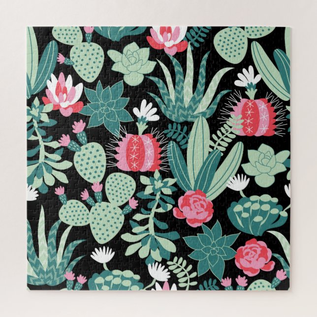 Scandinavian Style Succulents Seamless Pattern Jigsaw Puzzle (Vertical)