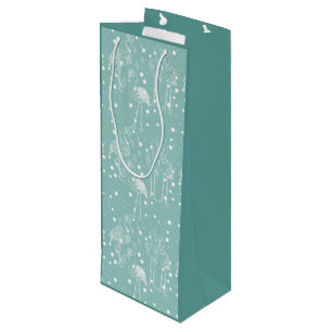 Scandinavian Style White Flamingos on Light Teal   Wine Gift Bag