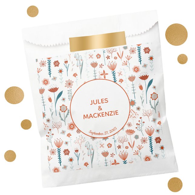 Scandinavian Summer Flowers Boho Favour Bag (Scandinavian wild flower wedding favor bag)