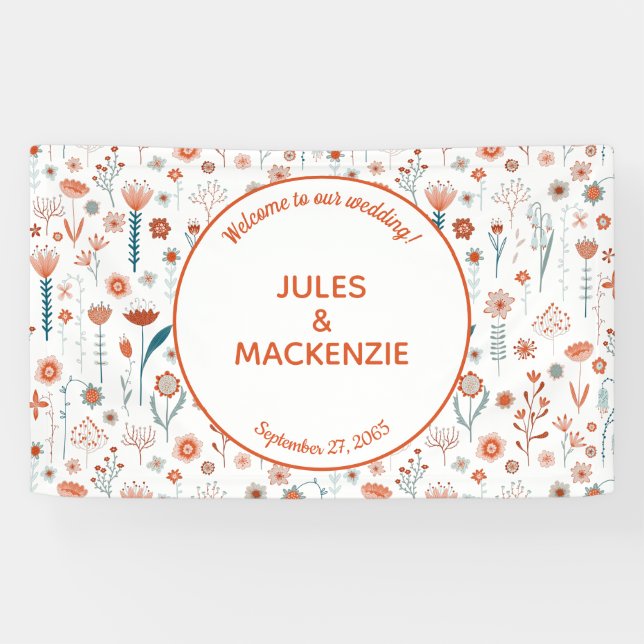 Scandinavian Summer Flowers Boho Wedding Banner (Horizontal)