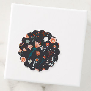 Scandinavian Summer Flowers Dark Favour Tags