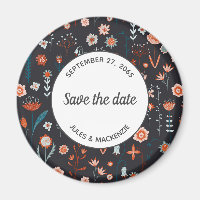 Scandinavian Summer Flowers Dark Save the Date