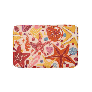 Scandinavian Summer Sea: Starfish Pattern Bath Mat